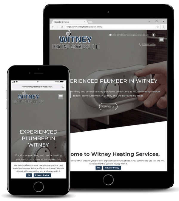 Website design for Whitney heating services in Leicester.