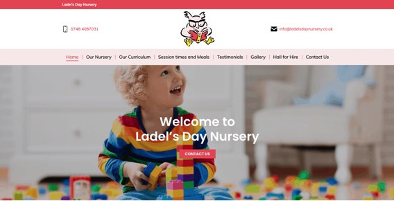 Ladels Day Nursery website, designed and maintained by Leicester Websites.